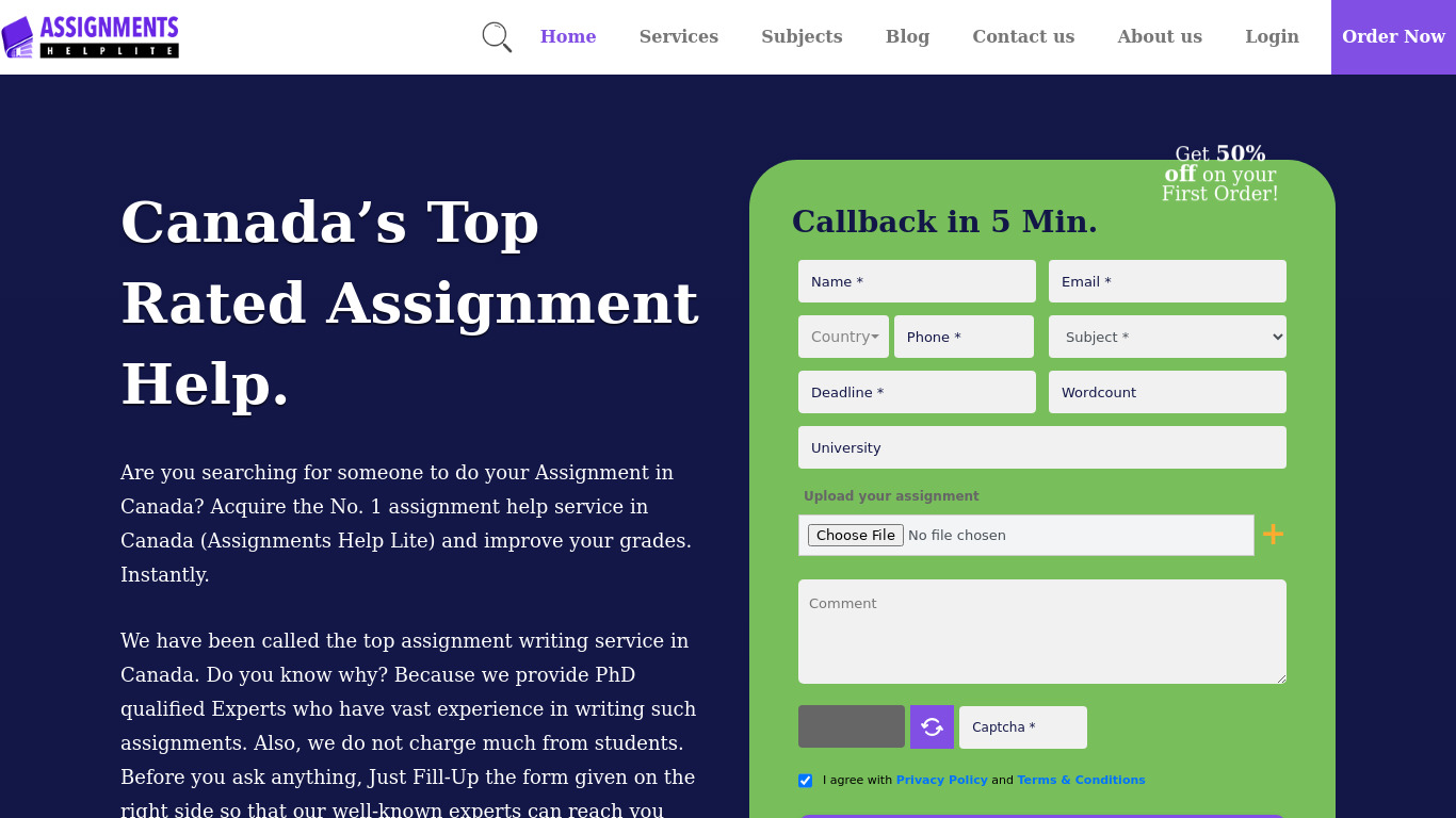 Assignments Help Lite Landing page
