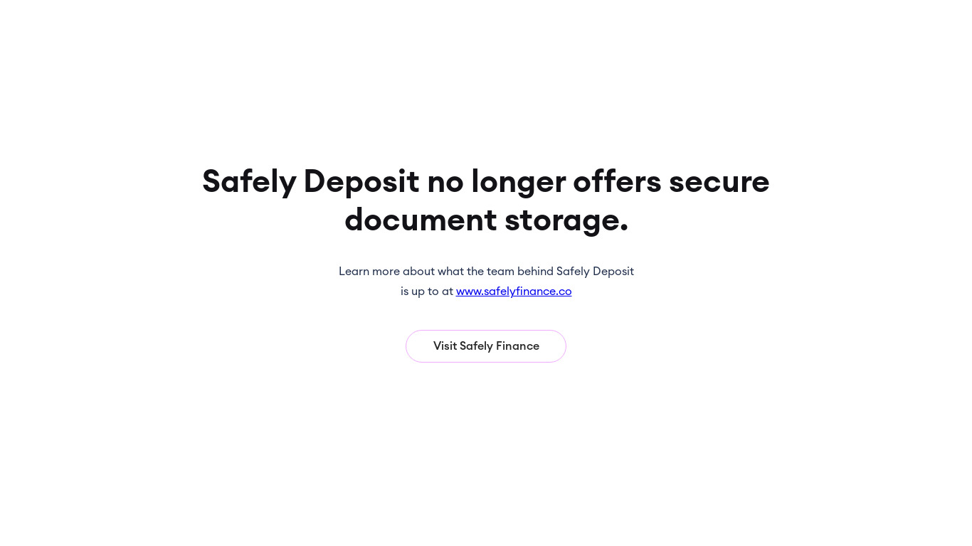 Safely Deposit Landing page