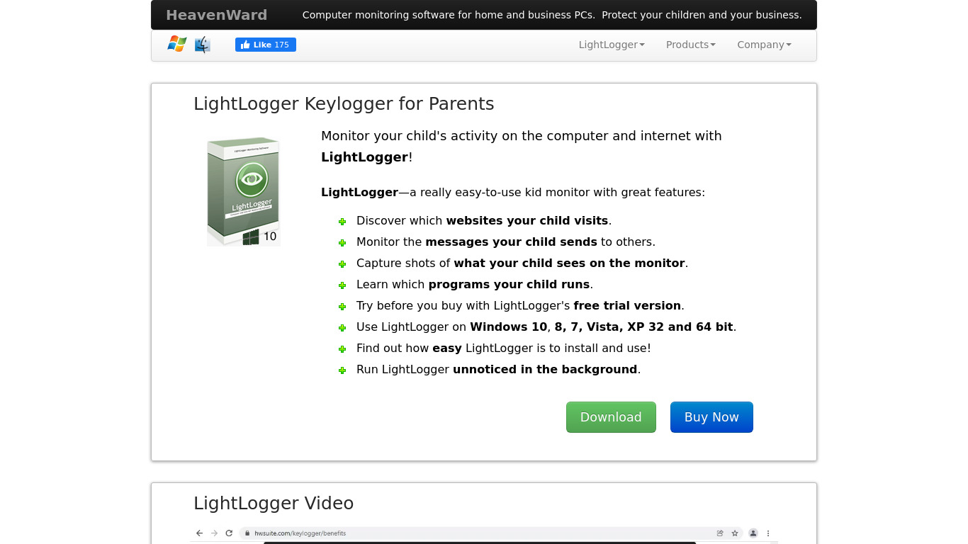LightLogger Keylogger Landing page