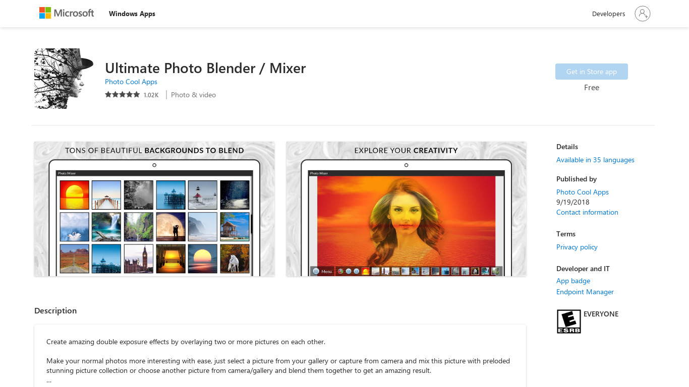 Ultimate Photo Blender / Mixer Landing page