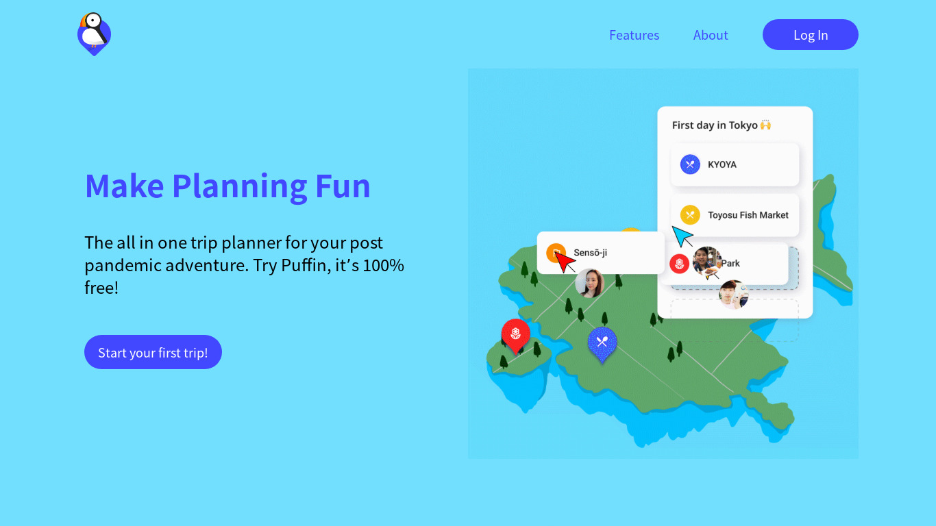 Puffin Maps Landing page