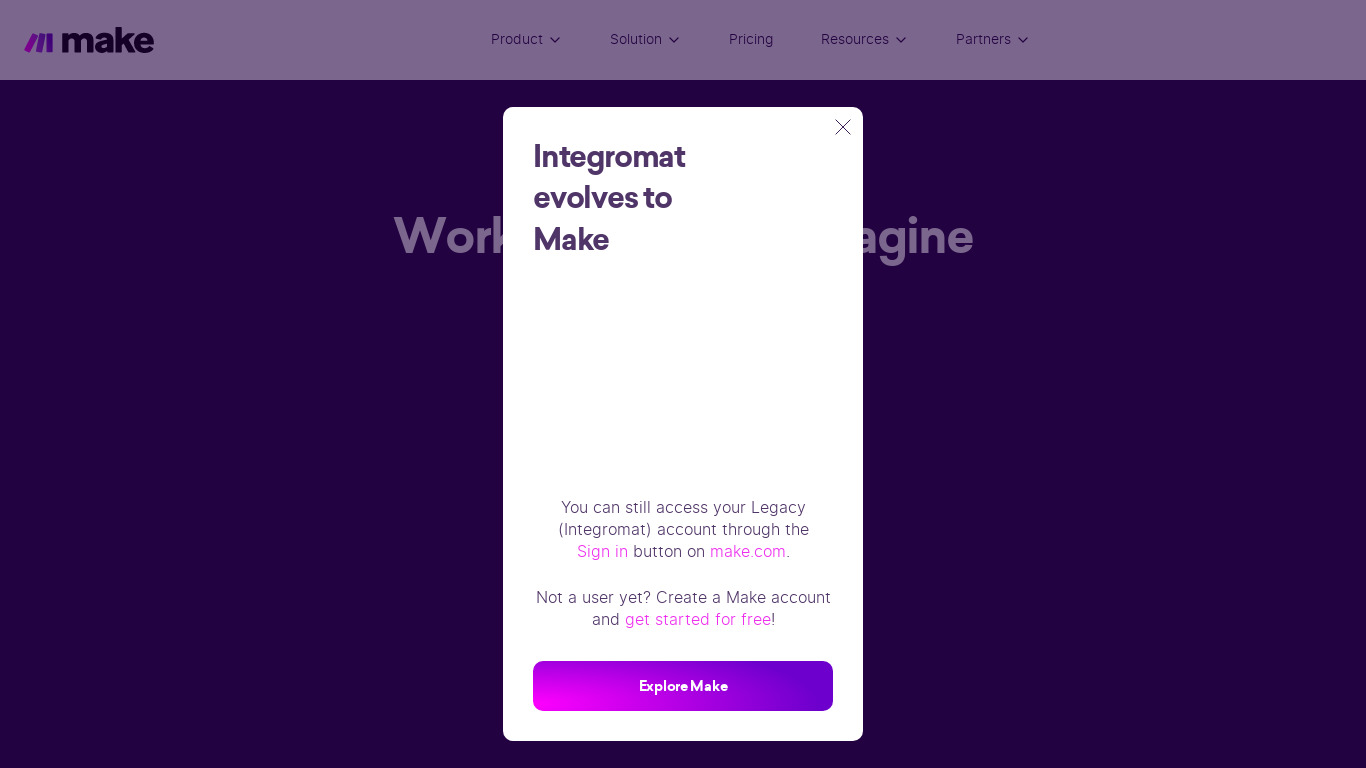 COVID-19 app on Integromat Landing page