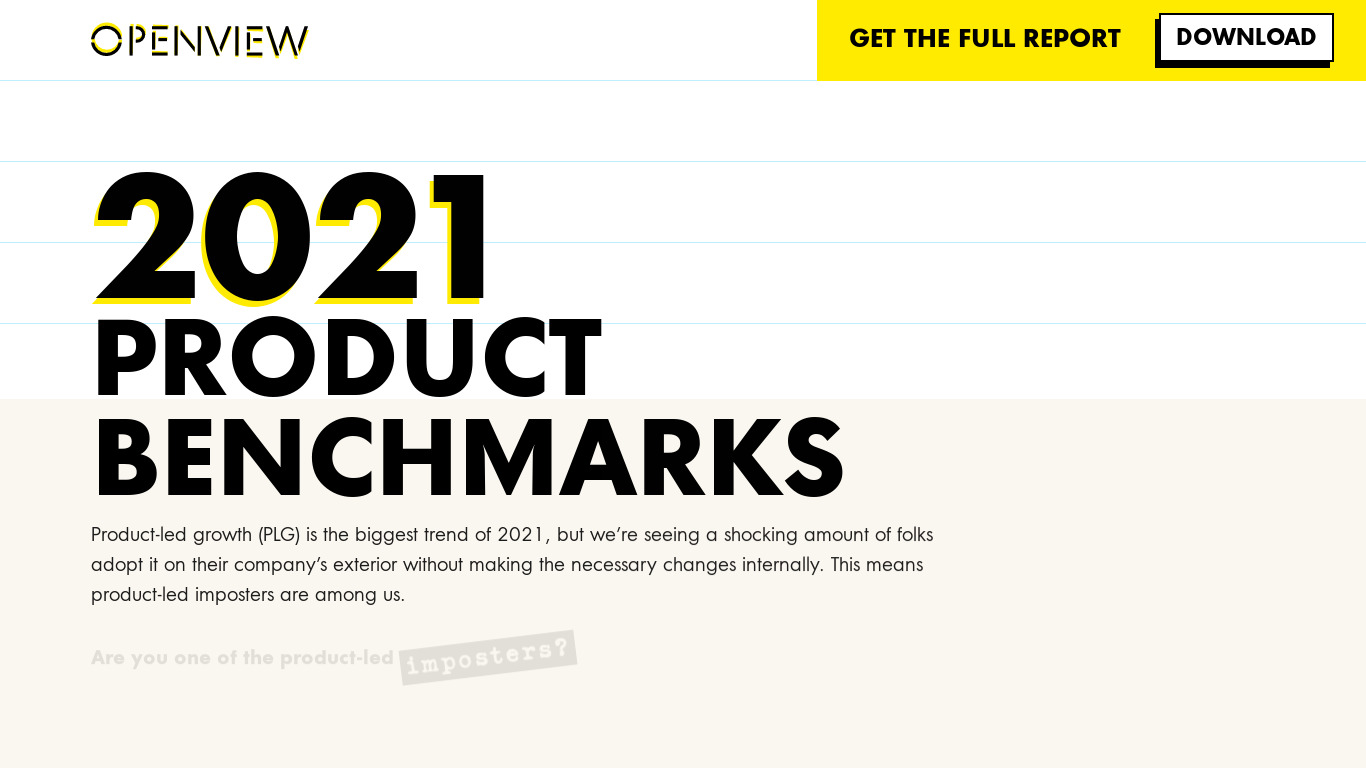 Product Benchmarks Landing page