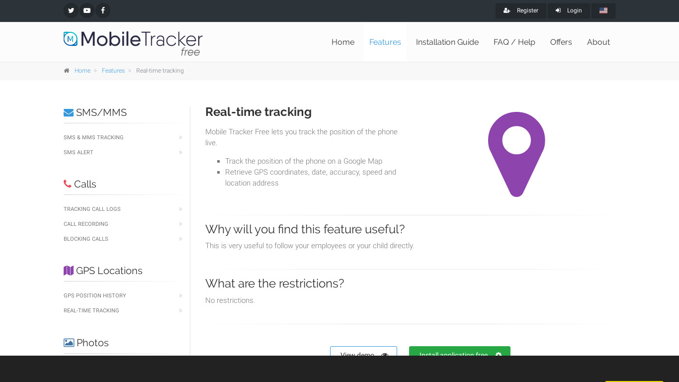 Mobile Number Tracker Live Landing page