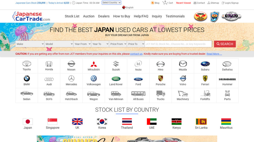 Used Cars in Japan Landing Page
