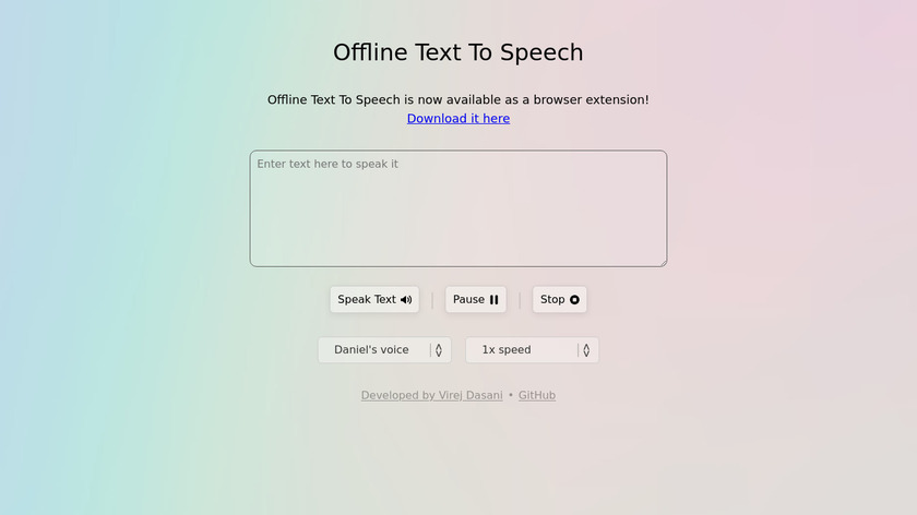 Offline Text To Speech Landing Page