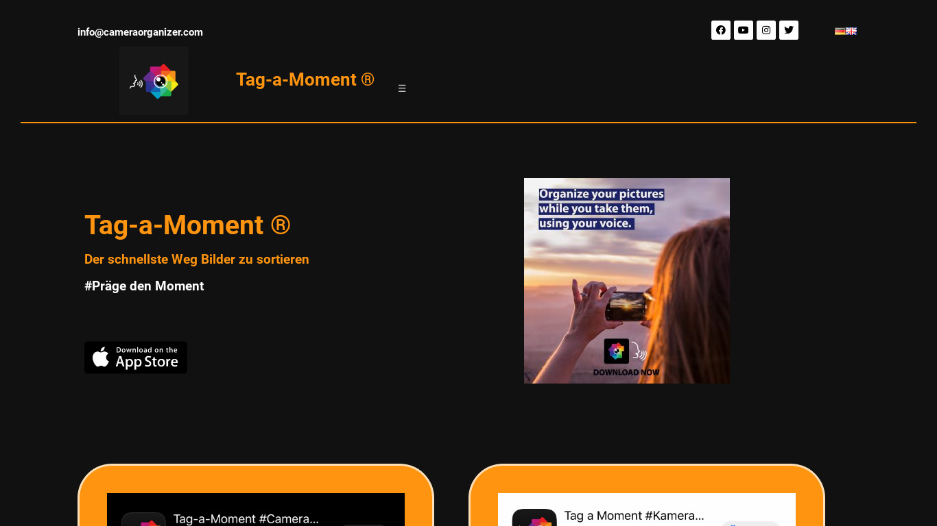 Tag a Moment Landing page