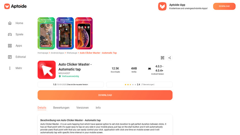 Auto Clicker Master Landing Page