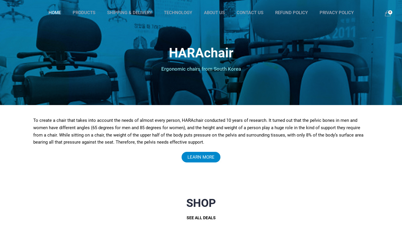 HARAchair Landing page