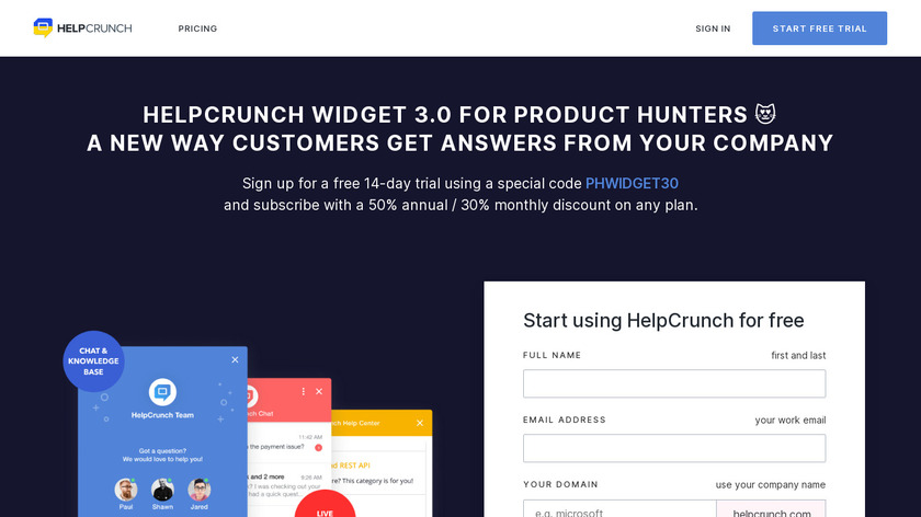 HelpCrunch Widget Landing Page