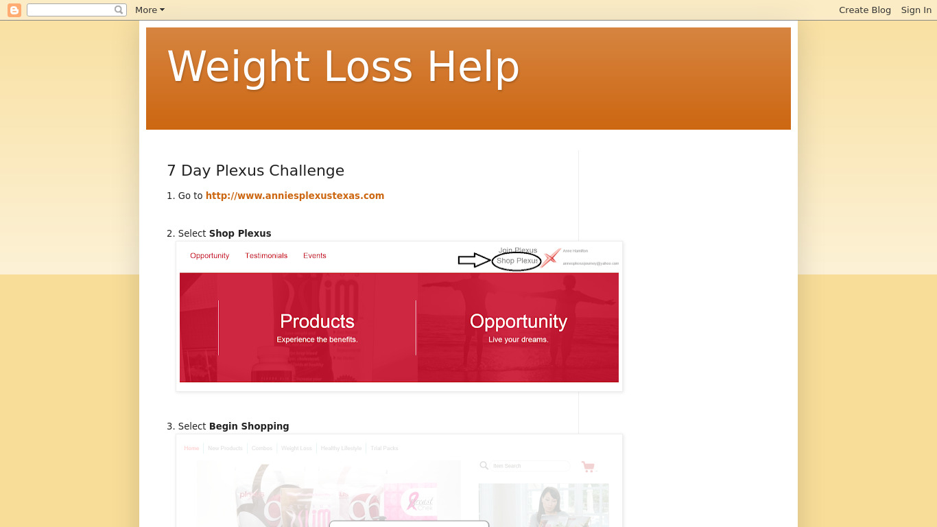 Weight Loss Challenge (7 Days) Landing page