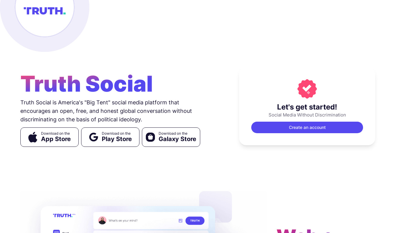 TRUTH Social Landing page