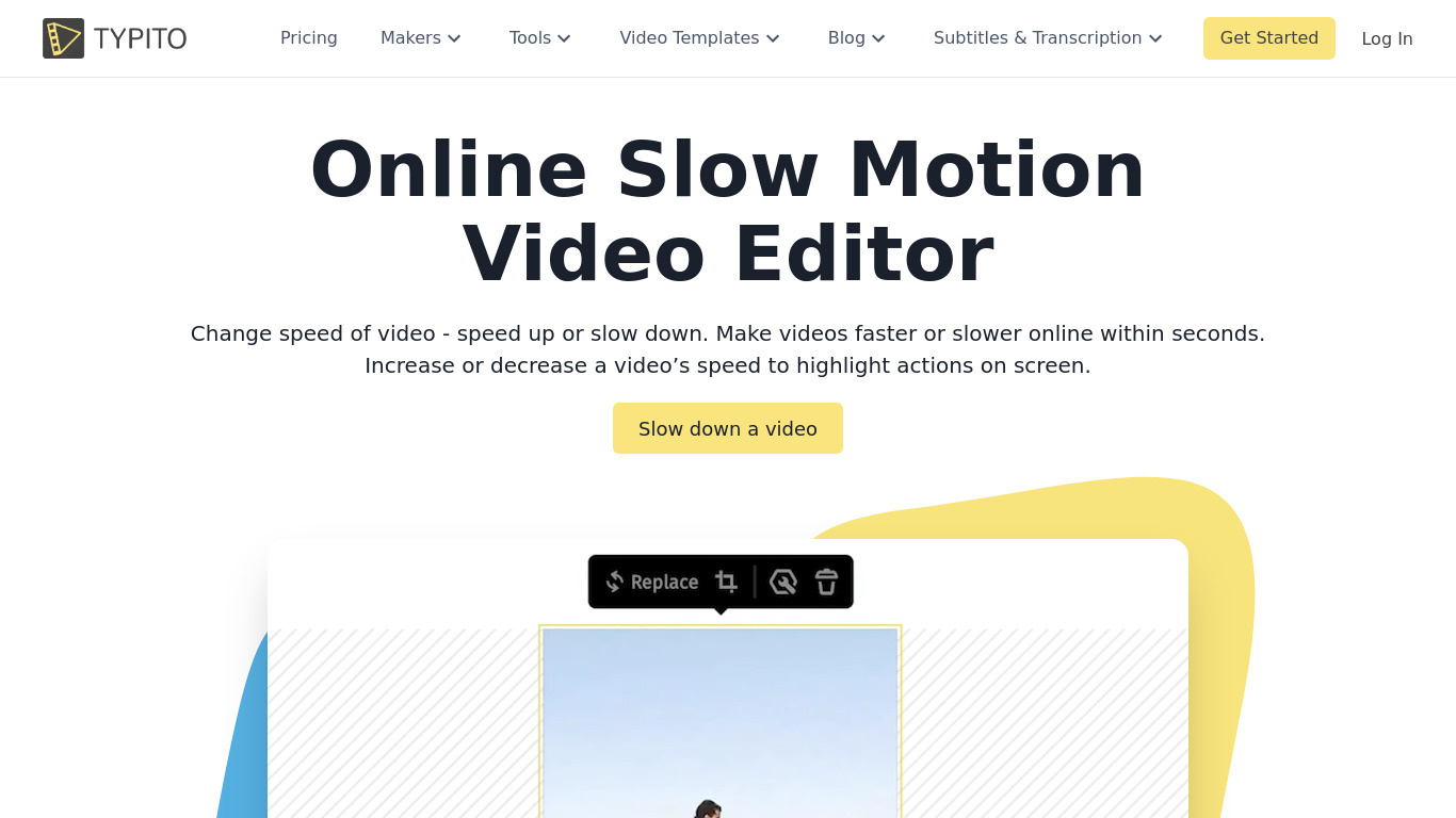 Slow motion Video Editor Landing page