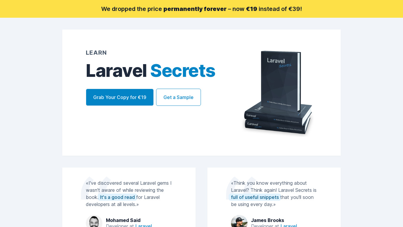 Laravel Secrets Landing page