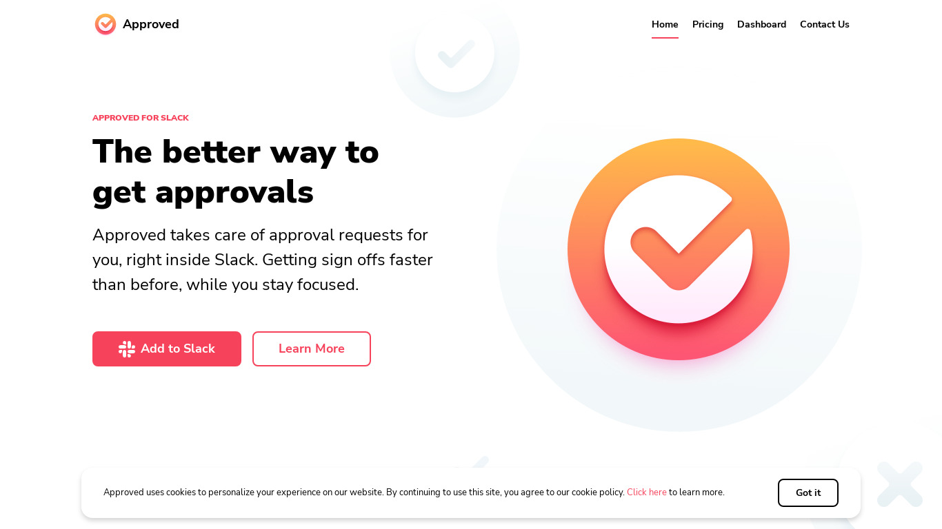 Approved Landing page