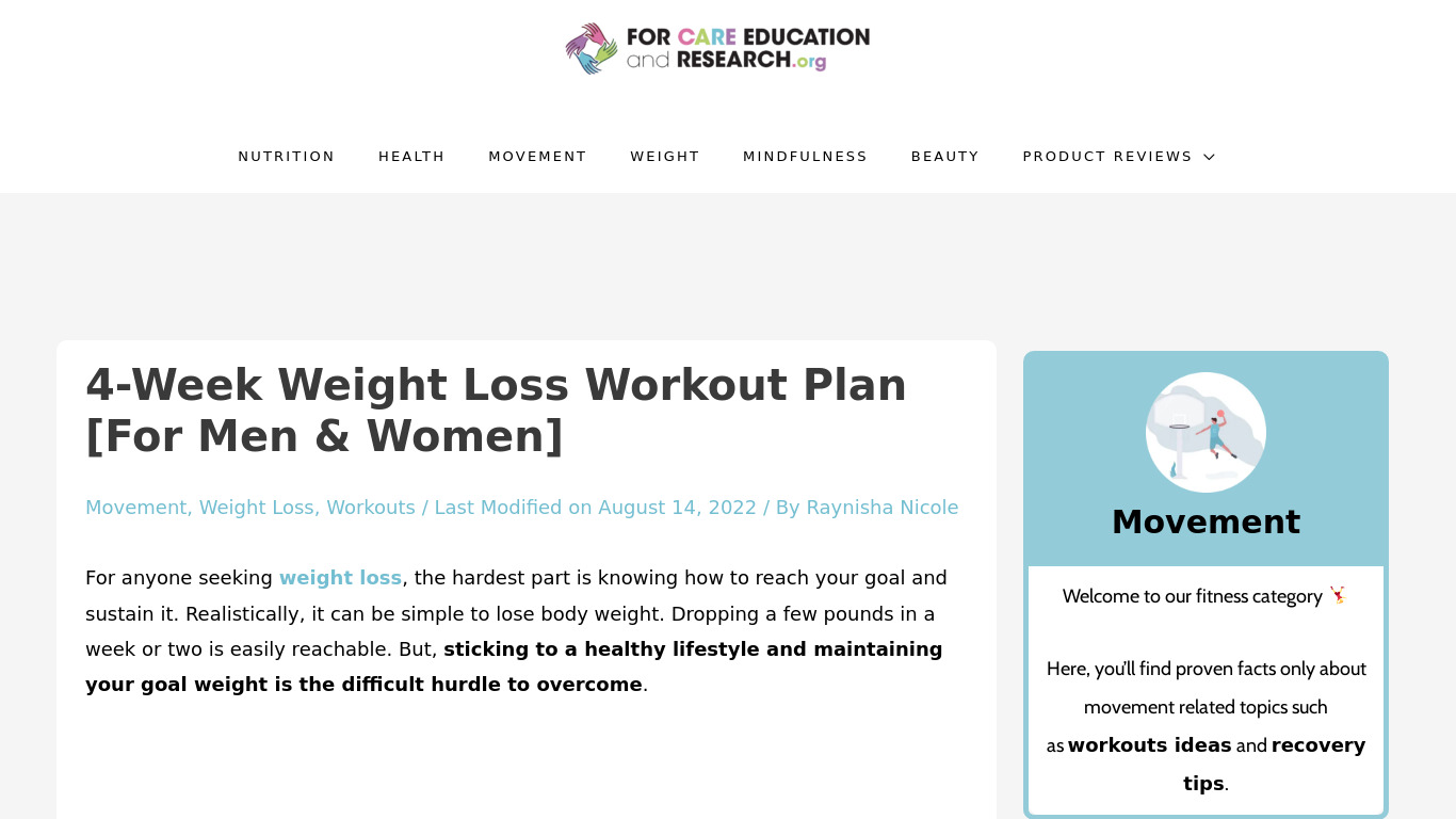 Weight Loss Workout for Men Landing page