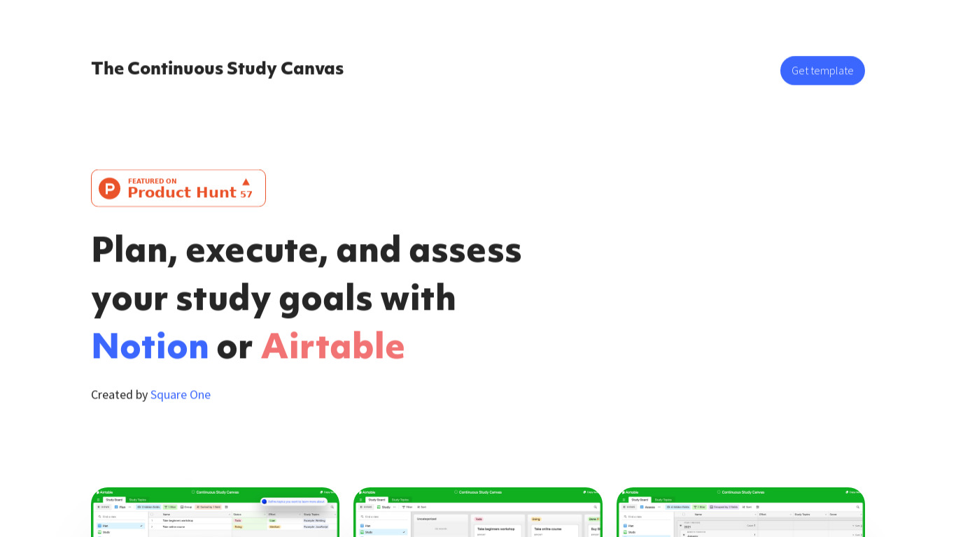 The Continuous Study Canvas Landing page