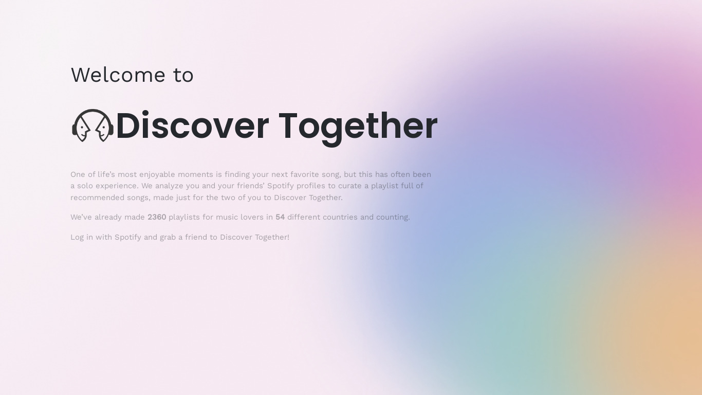 Spotify Discover Together Landing page