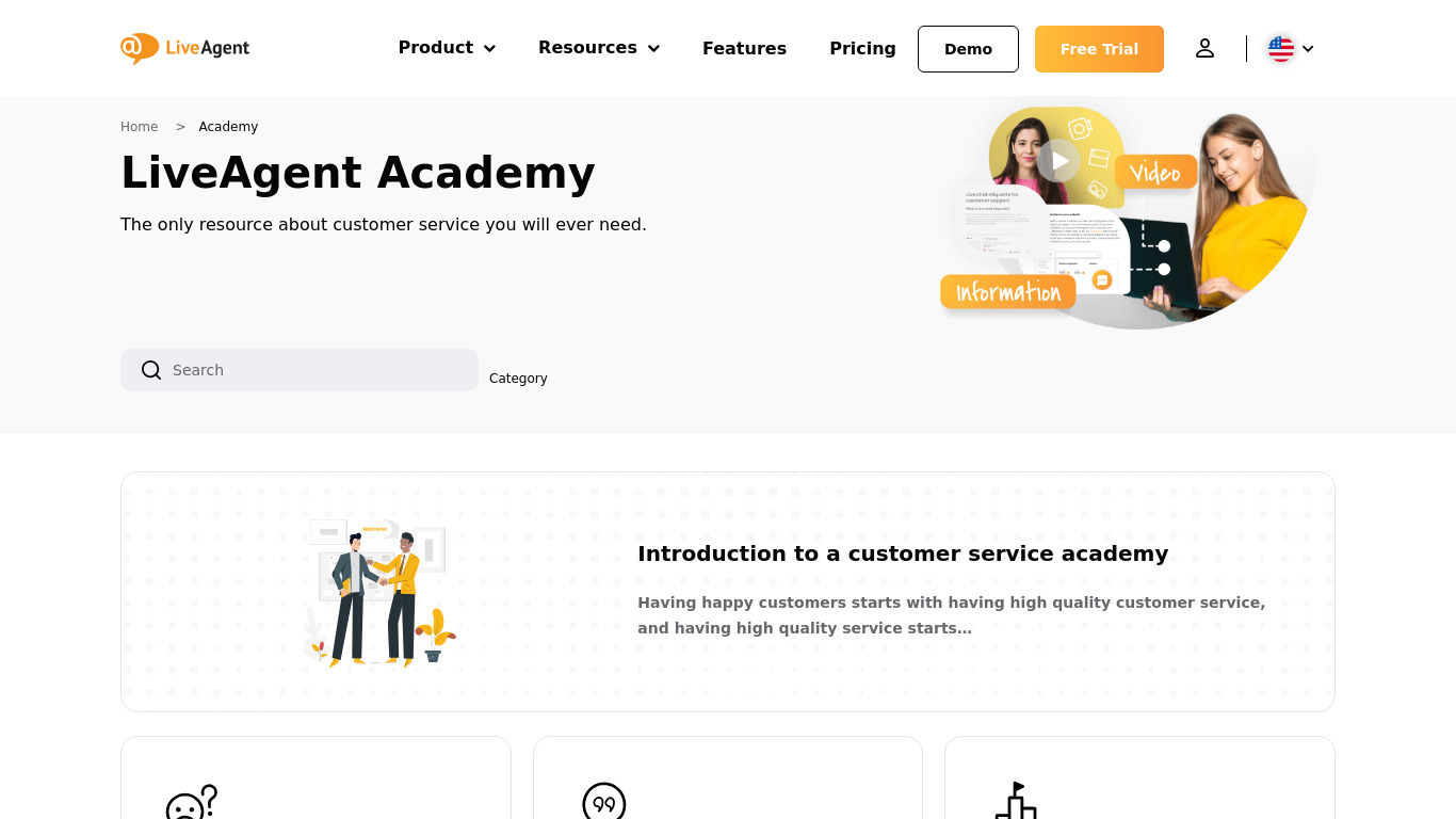 LiveAgent Customer Service Academy Landing page