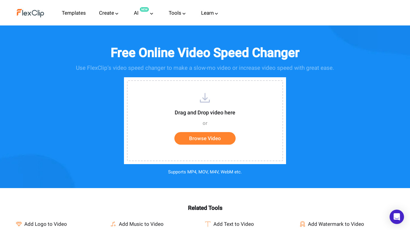 Video Speed Changer Landing page