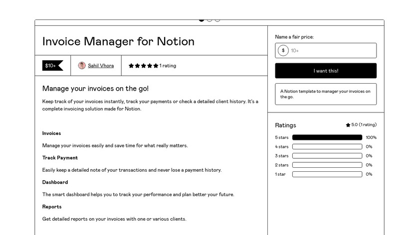 Invoice Manager for Notion Landing Page