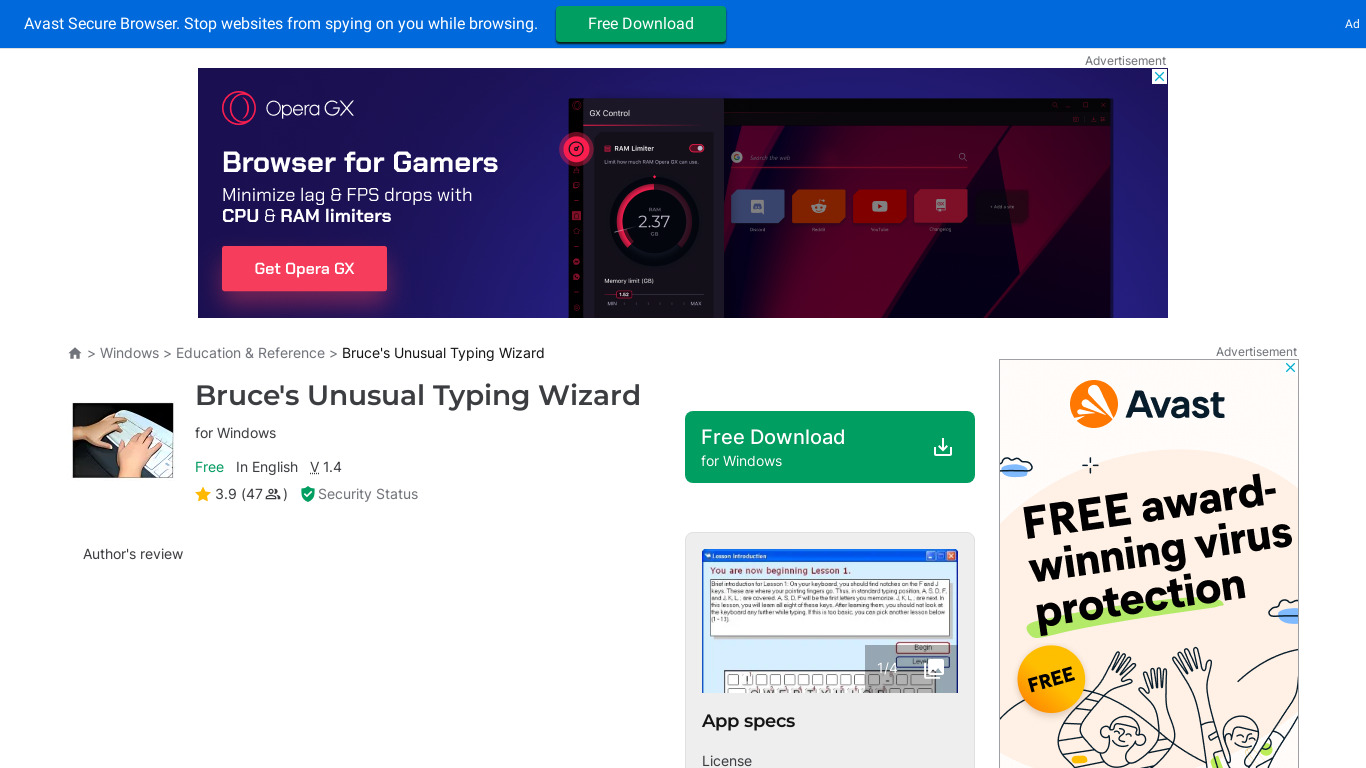Bruce’s Unusual Typing Wizard Landing page