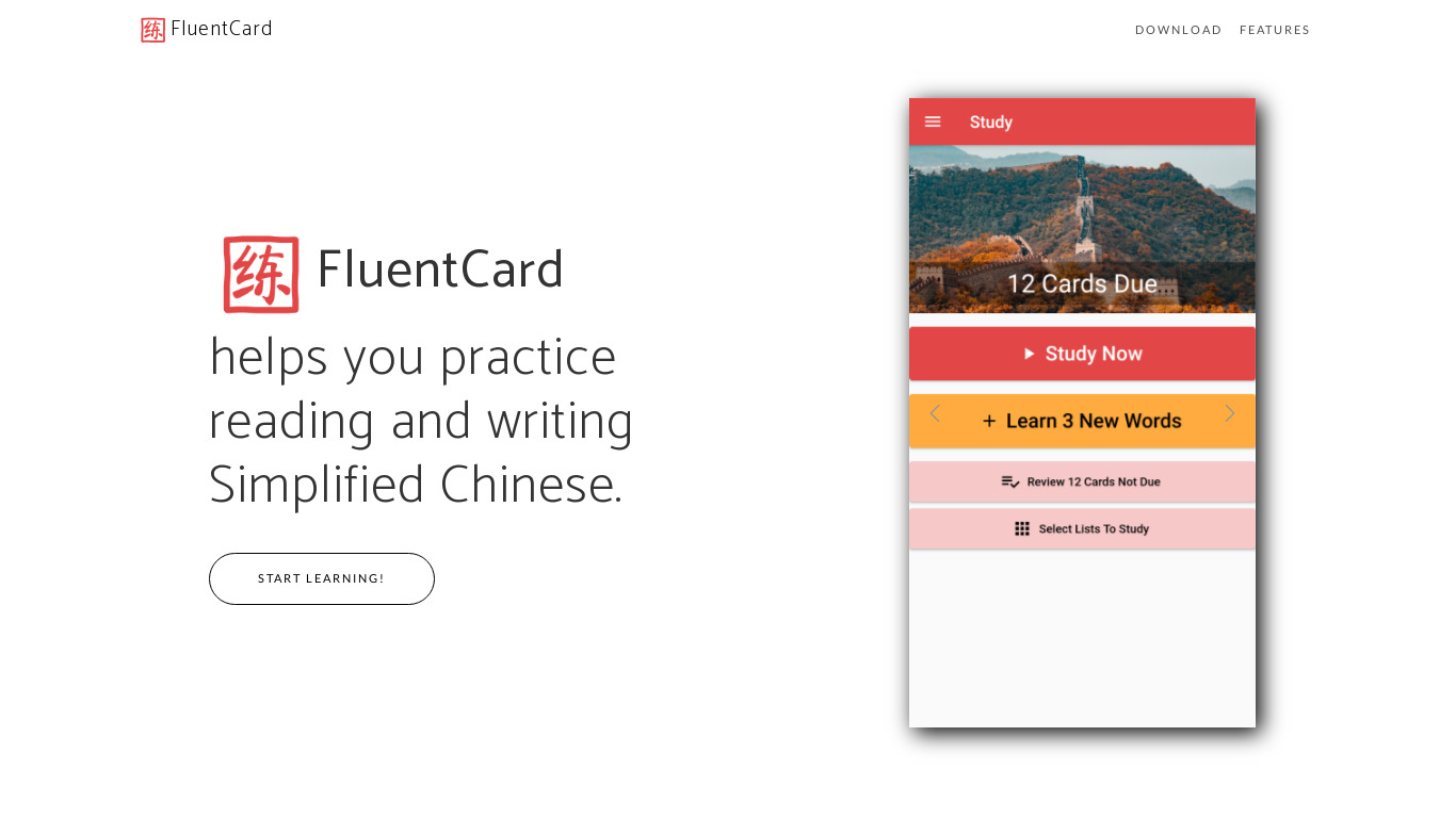 FluentCard Landing page