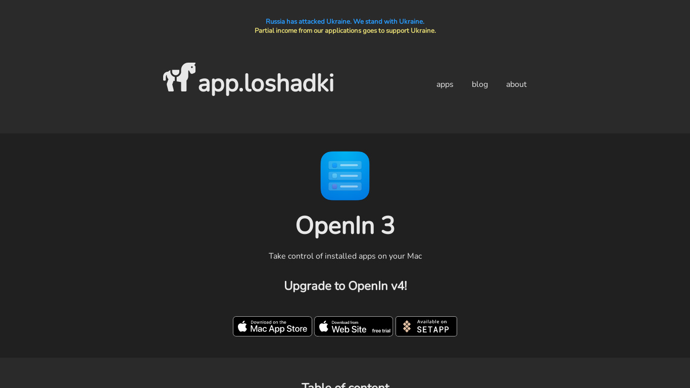 OpenIn.app Landing page