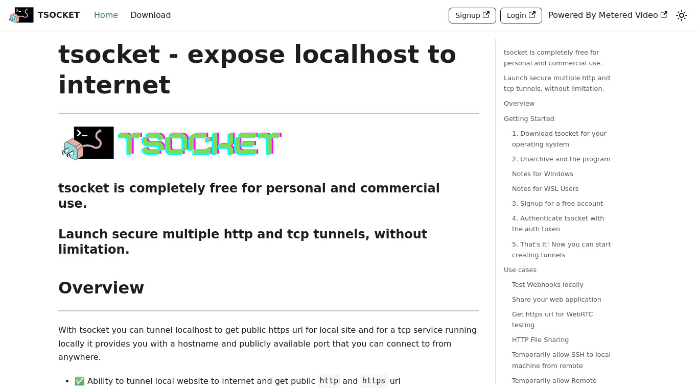 tsocket.org Landing page