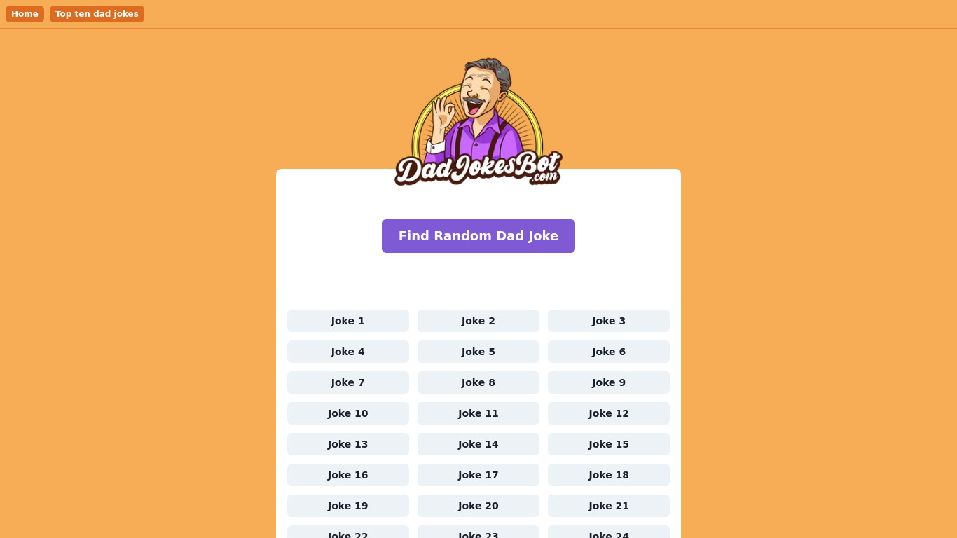 DadJokesBot.com Landing page