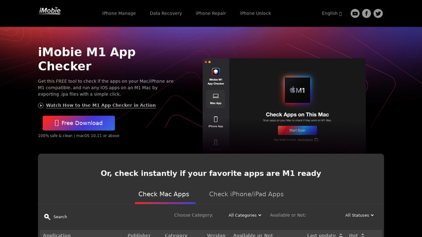 iMobie M1 App Checker Landing Page