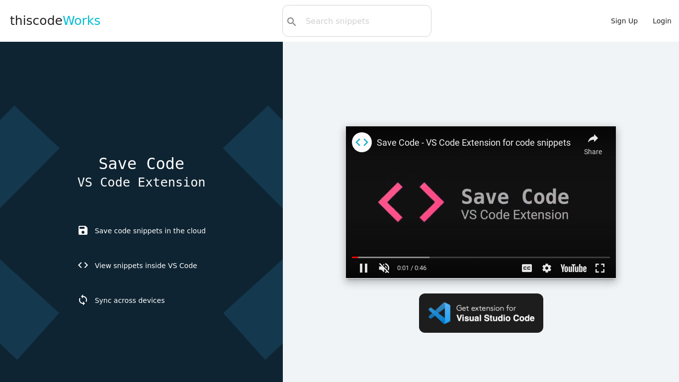 Save Code in VS Code Landing page