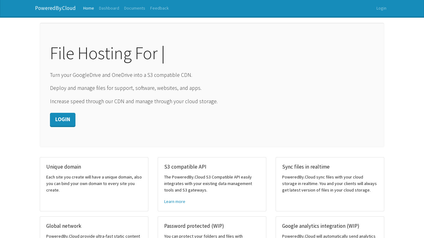 PoweredBy.Cloud Landing page