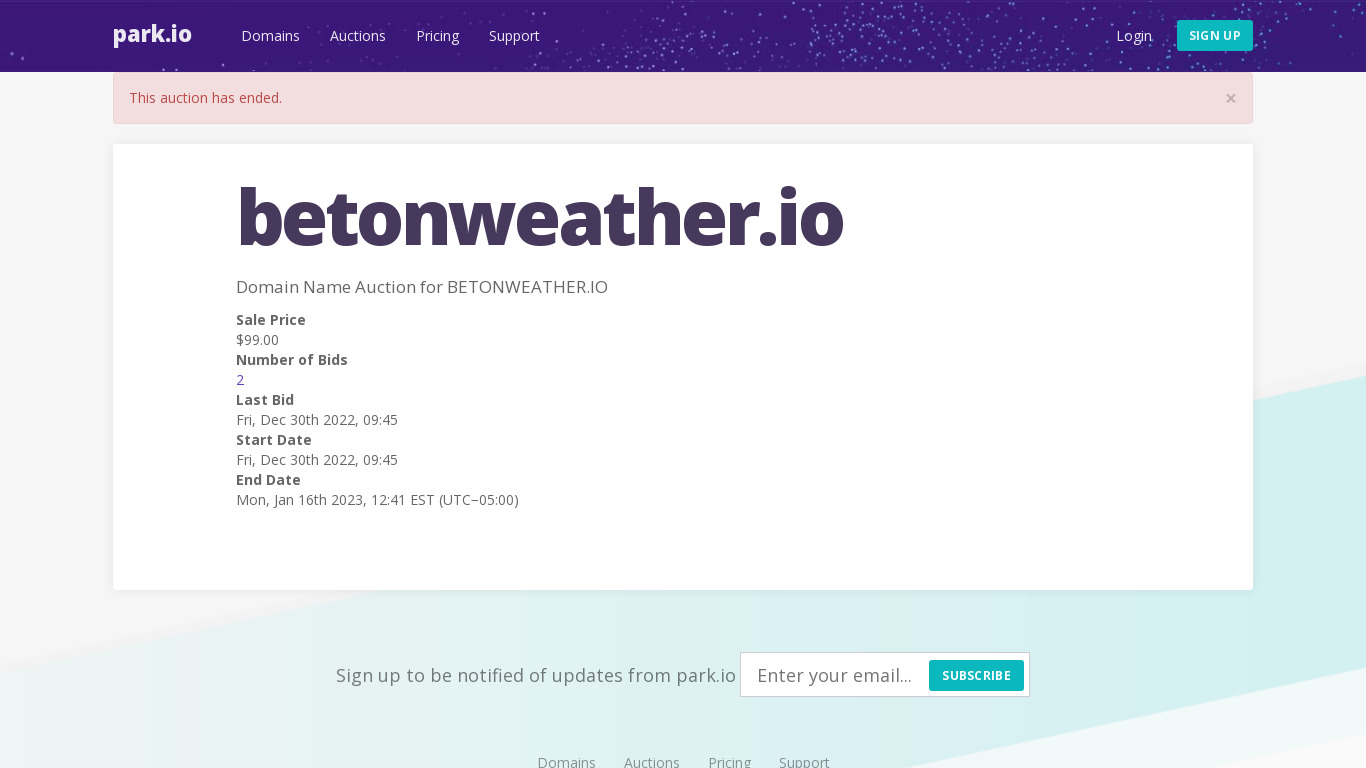 Bet On Weather Landing page