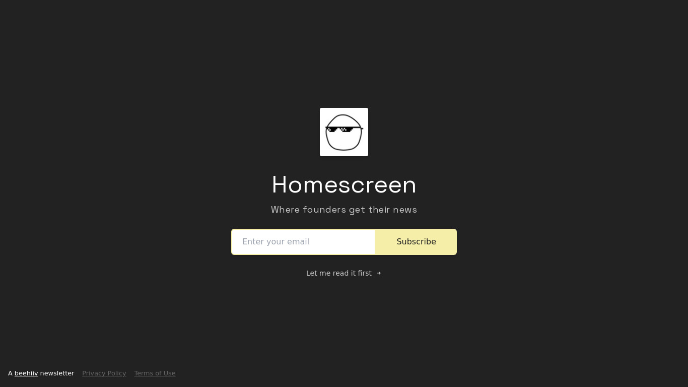 Homescreen Landing page