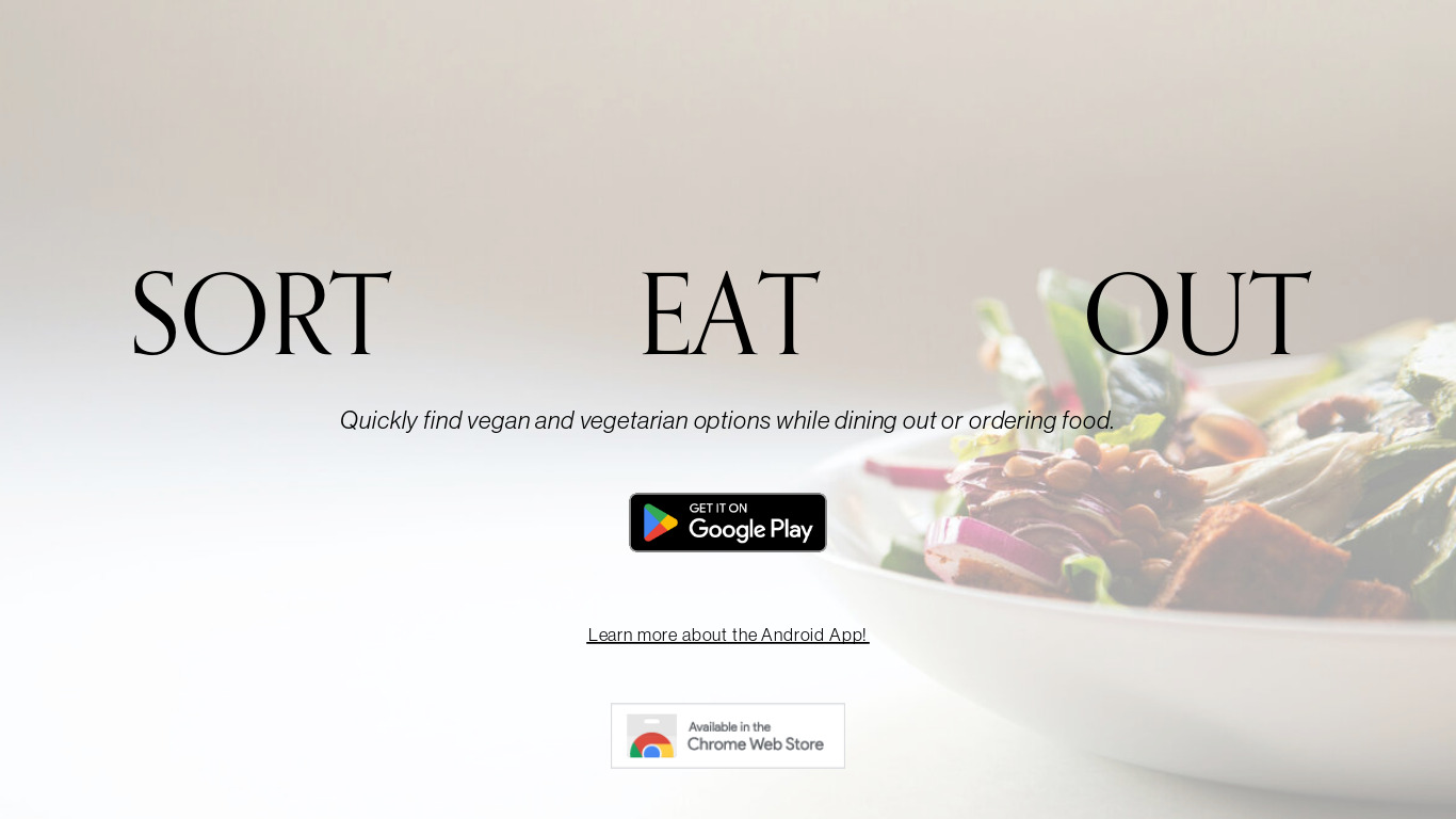 Sort Eat Out Landing page