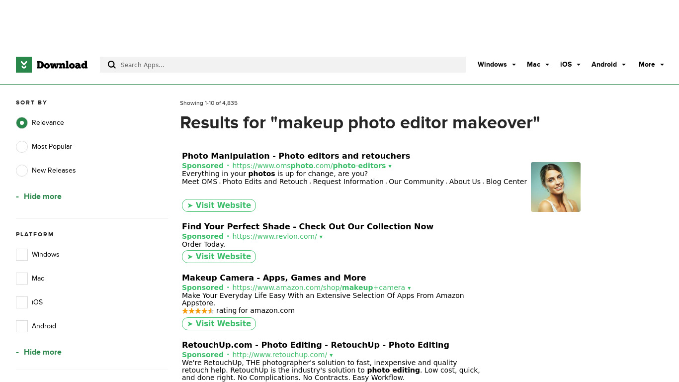 Makeup Photo Editor Makeover Landing page