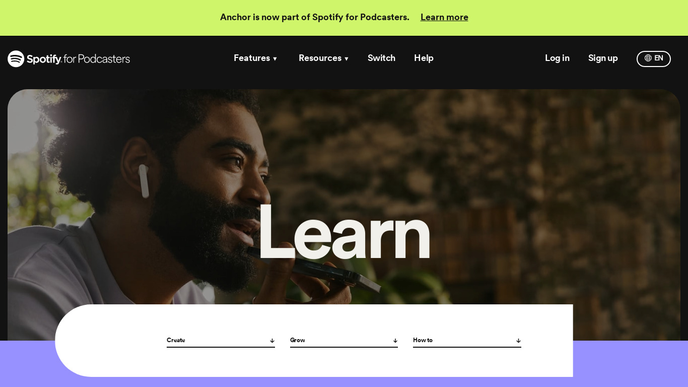 Video Podcasts on Spotify Landing page