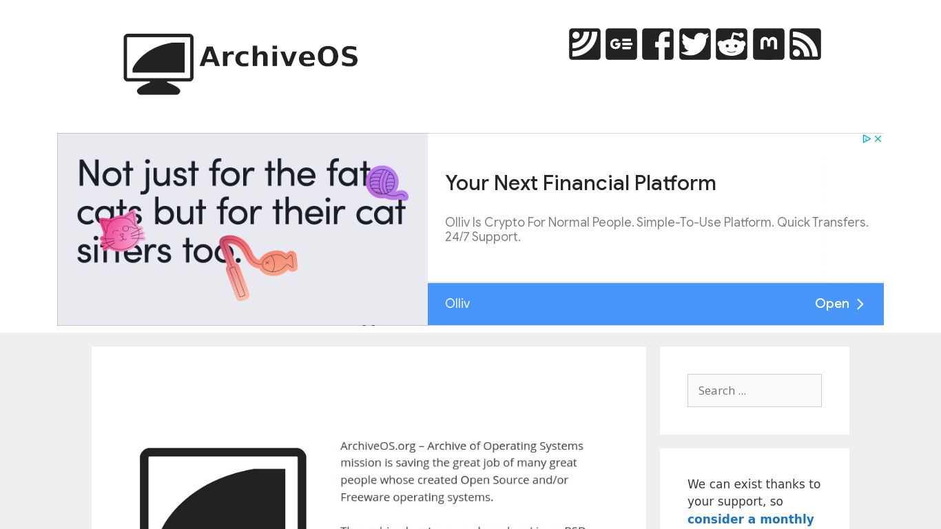 Archive OS Landing page