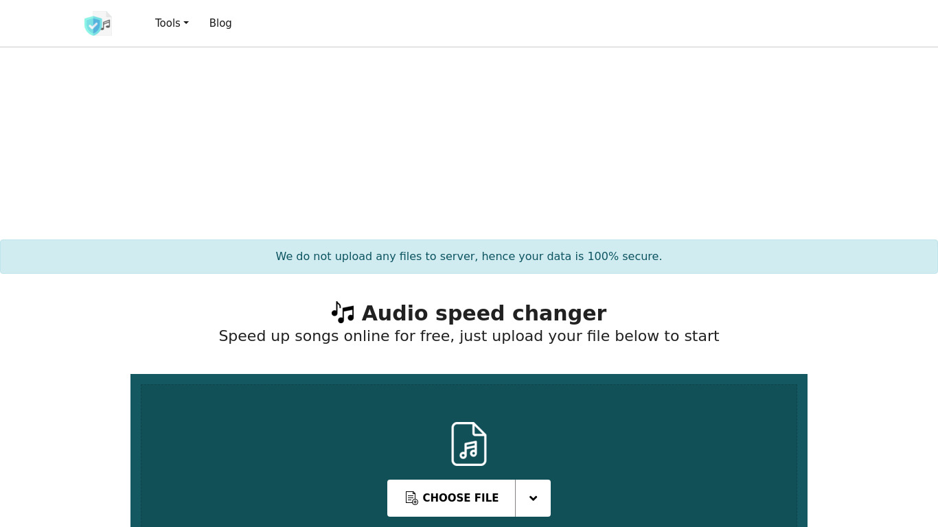 Audio Speed Up Landing page