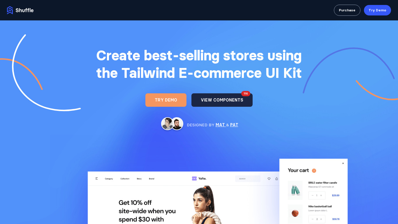 Yofte E-commerce UI Kit Landing page