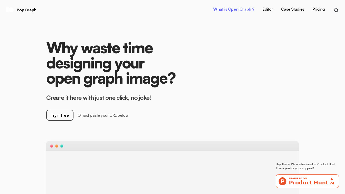 PopGraph Landing page