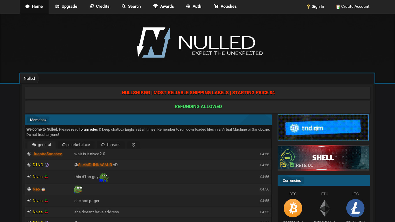 Nulled.to Landing page