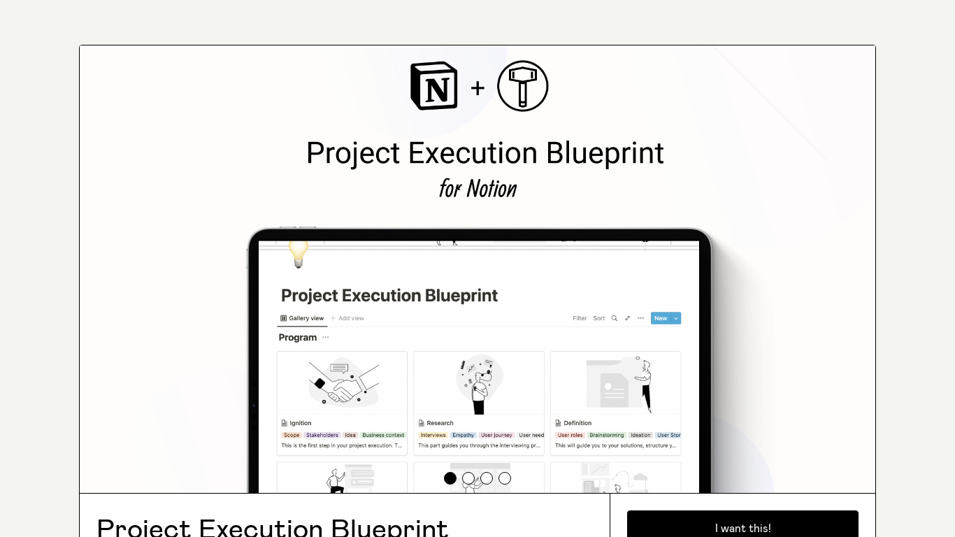 Project Execution Blueprint Landing page