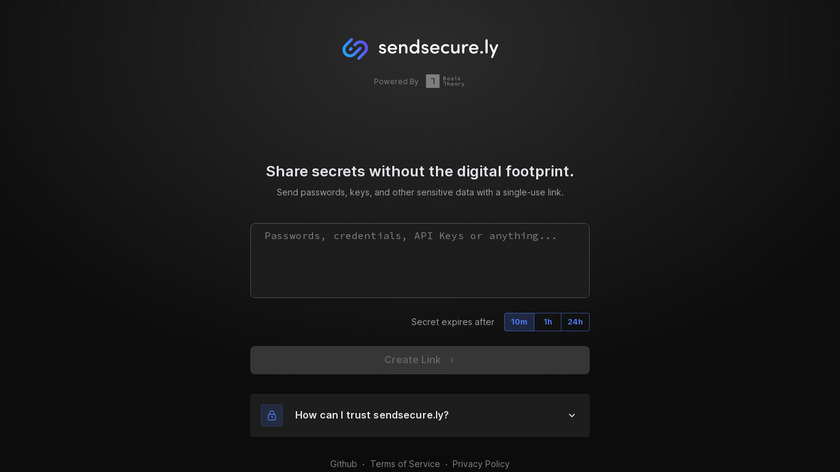 sendsecure.ly Landing Page