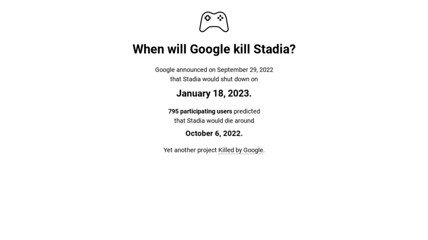 When will Google kill Stadia? Landing Page