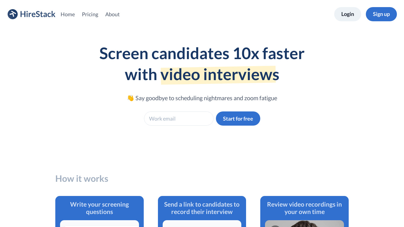 HireStack Landing page