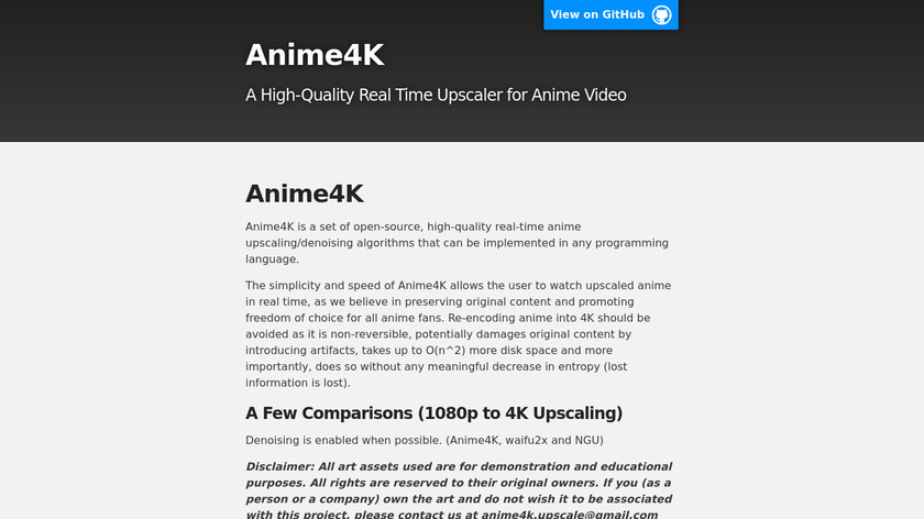 Anime4K Landing Page