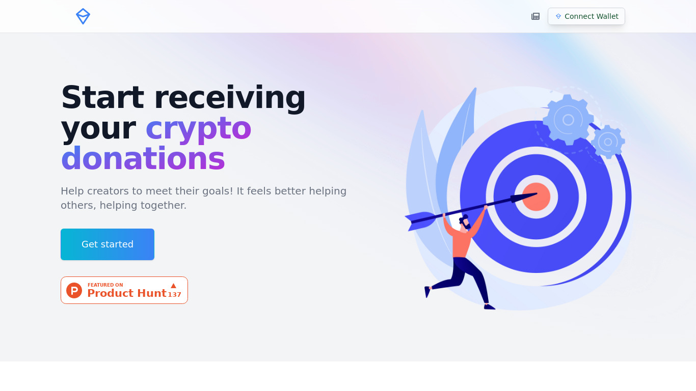 Support with Crypto Landing page