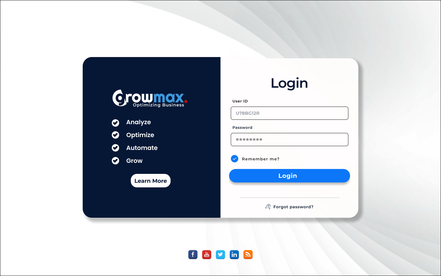 GrowMax BI Landing page